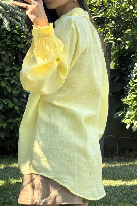 ONE COLOR LONG SLEEVES WOMEN SHIRT YELLOW/E VERDHE - 5