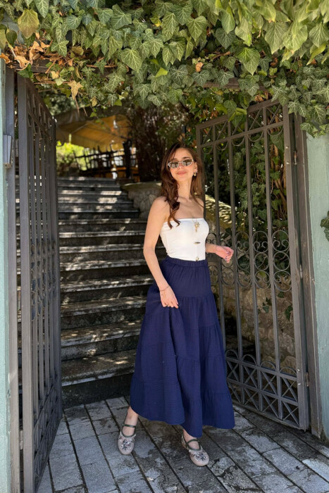 ONE COLOR LONG WOMAN SKIRT BLUE/BLU - 