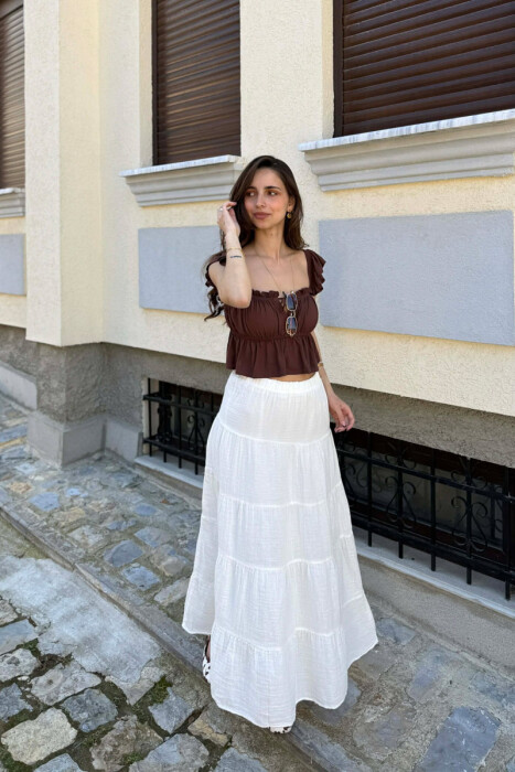 ONE COLOR LONG WOMAN SKIRT WHITE-E BARDHE - 