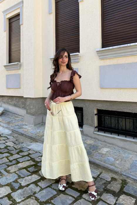 ONE COLOR LONG WOMAN SKIRT YELLOW/E VERDHE - 