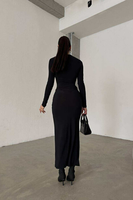 ONE COLOR LONG WOMEN DRESS BLACK/ E ZEZE - 6