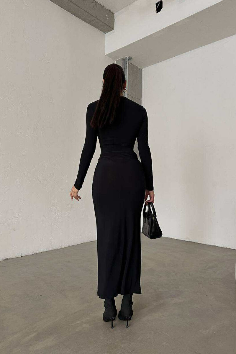 ONE COLOR LONG WOMEN DRESS BLACK/ E ZEZE - 6