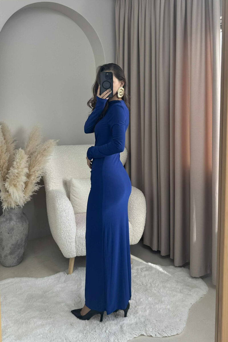 ONE COLOR LONG WOMEN DRESS BLUE/BLU - 5