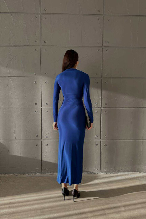 ONE COLOR LONG WOMEN DRESS BLUE/BLU - 2