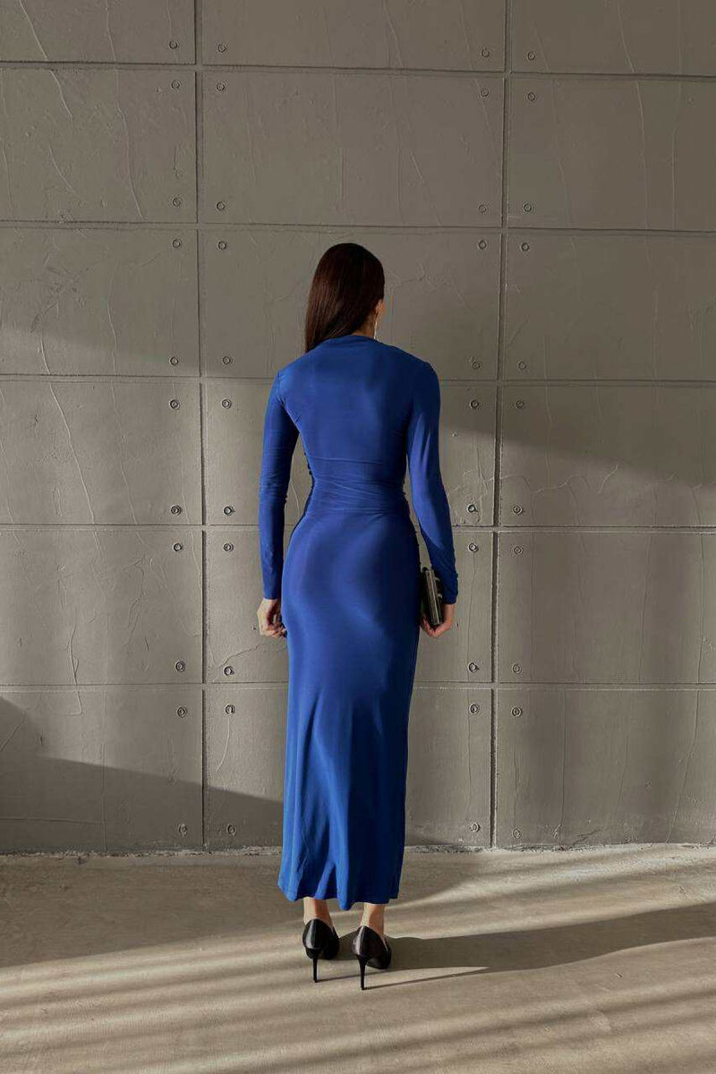 ONE COLOR LONG WOMEN DRESS BLUE/BLU - 2