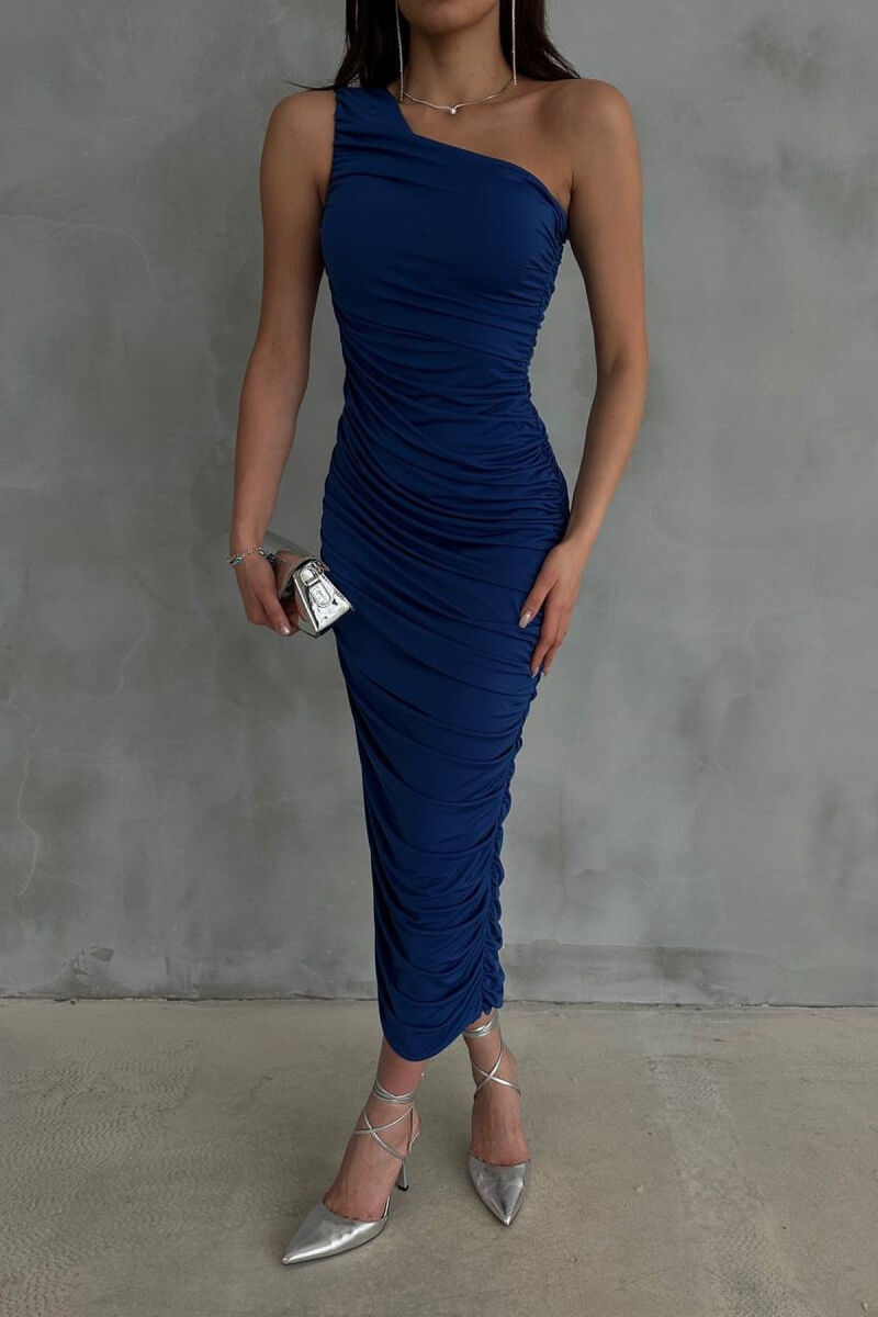 ONE COLOR LONG WOMEN DRESS BLUE/BLU - 1