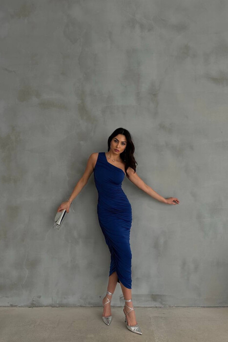 ONE COLOR LONG WOMEN DRESS BLUE/BLU - 2