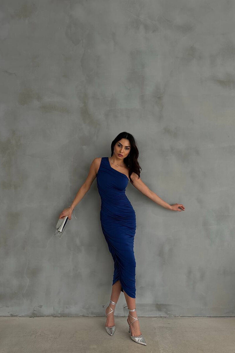 ONE COLOR LONG WOMEN DRESS BLUE/BLU - 2