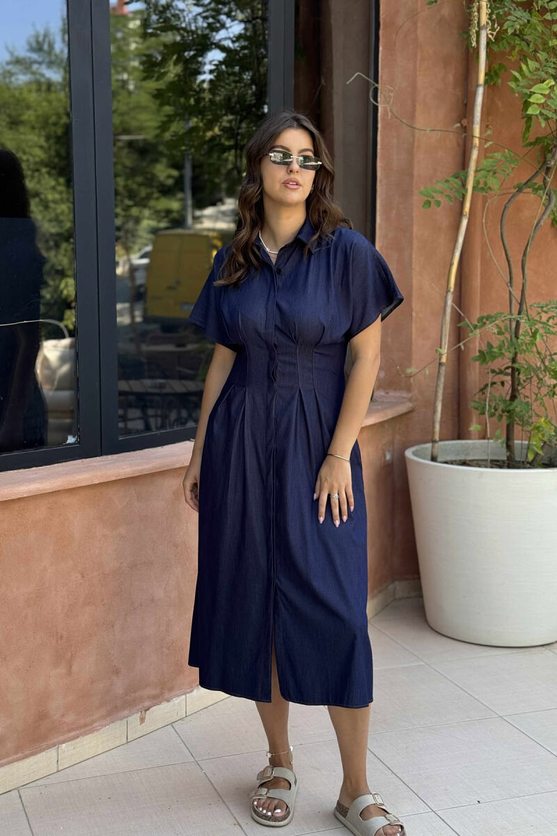ONE COLOR LONG WOMEN DRESS BLUE/BLU - 1