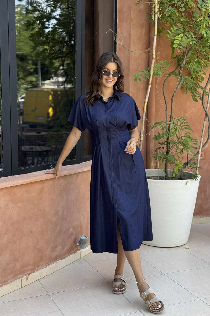 ONE COLOR LONG WOMEN DRESS BLUE/BLU - 2