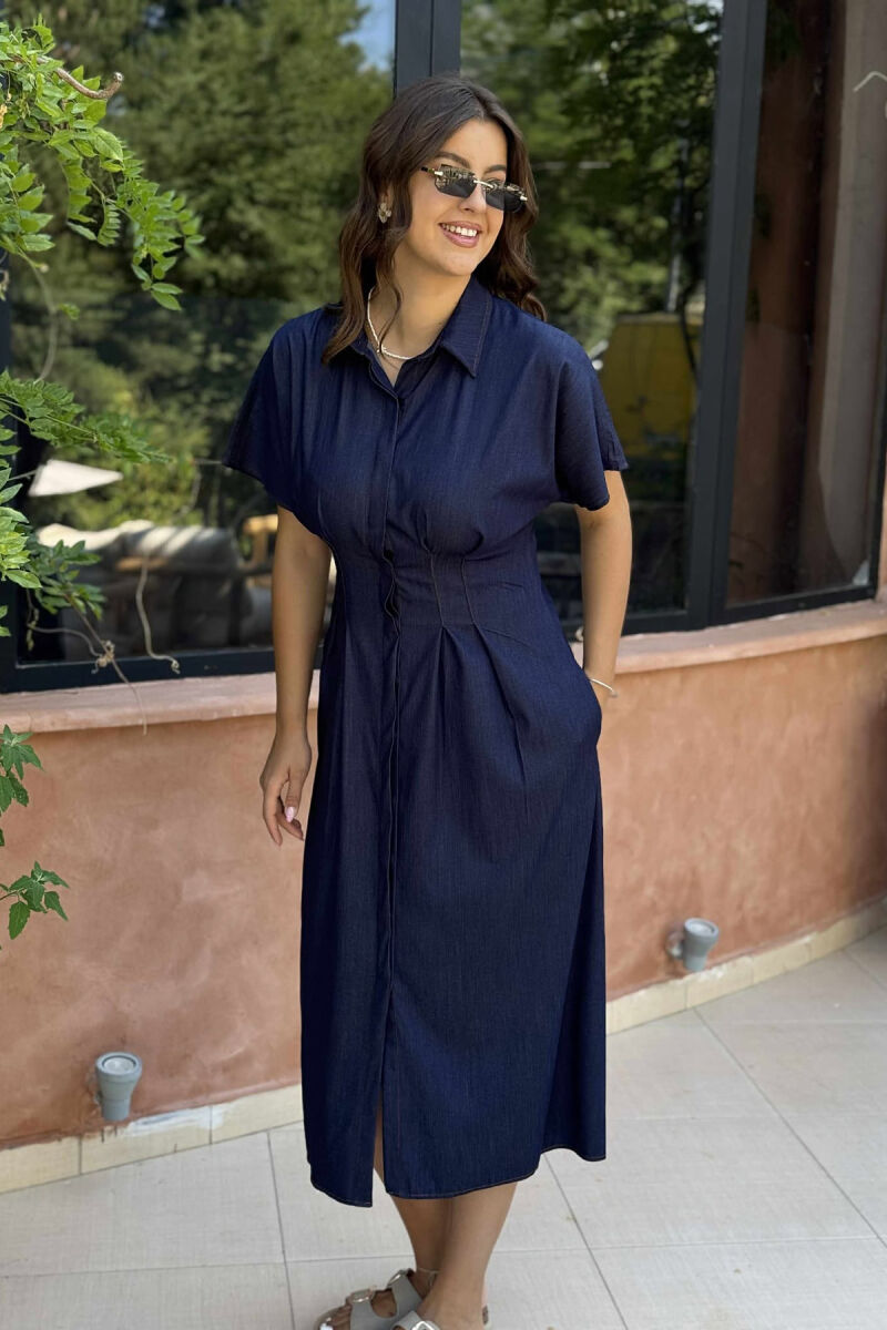 ONE COLOR LONG WOMEN DRESS BLUE/BLU - 3