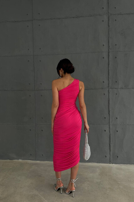 ONE COLOR LONG WOMEN DRESS FUCHSIA/CIKLAMI - 2