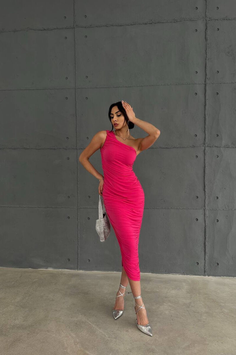 ONE COLOR LONG WOMEN DRESS FUCHSIA/CIKLAMI - 3