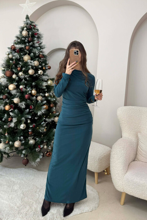 ONE COLOR LONG WOMEN DRESS GREEN/JESHILE 