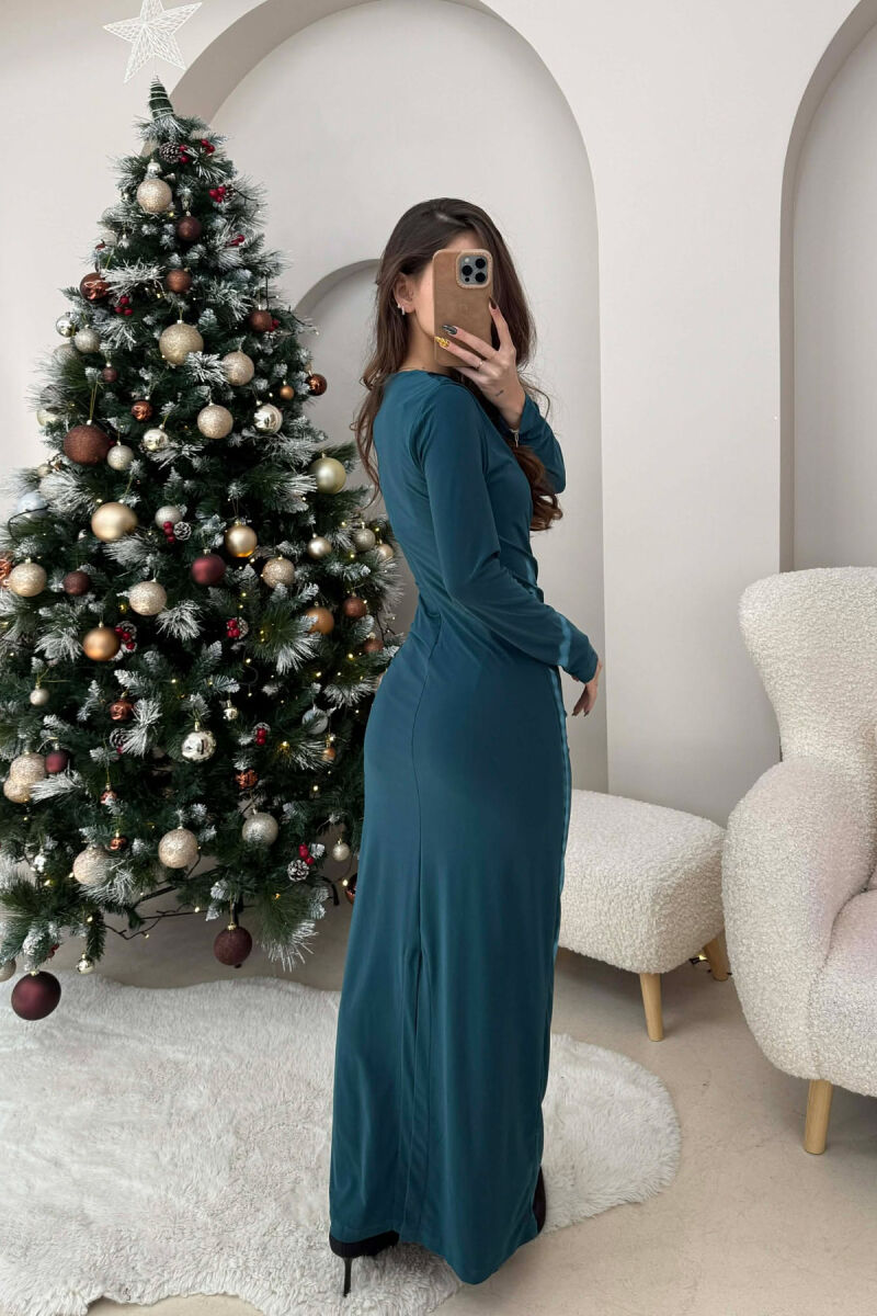 ONE COLOR LONG WOMEN DRESS GREEN/JESHILE - 2