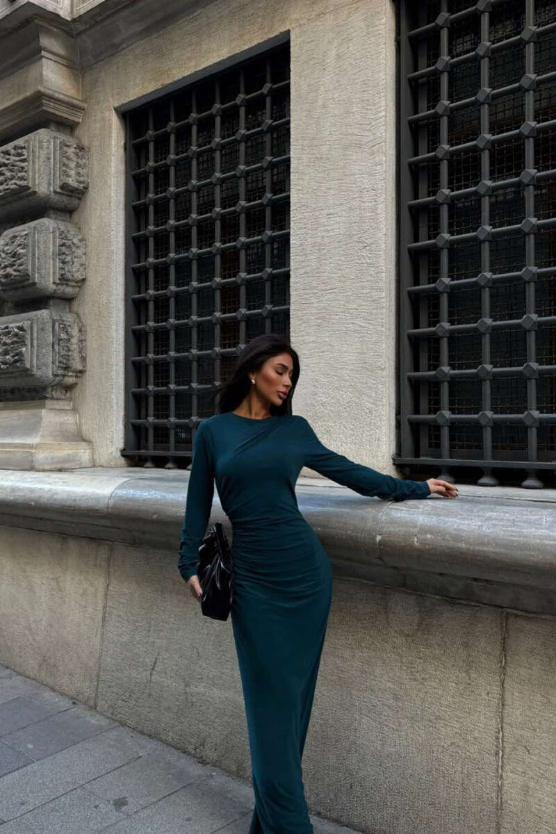 ONE COLOR LONG WOMEN DRESS GREEN/JESHILE - 3