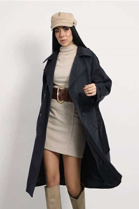ONE COLOR LONG WOMEN JACKET DARK BLUE/BEE 