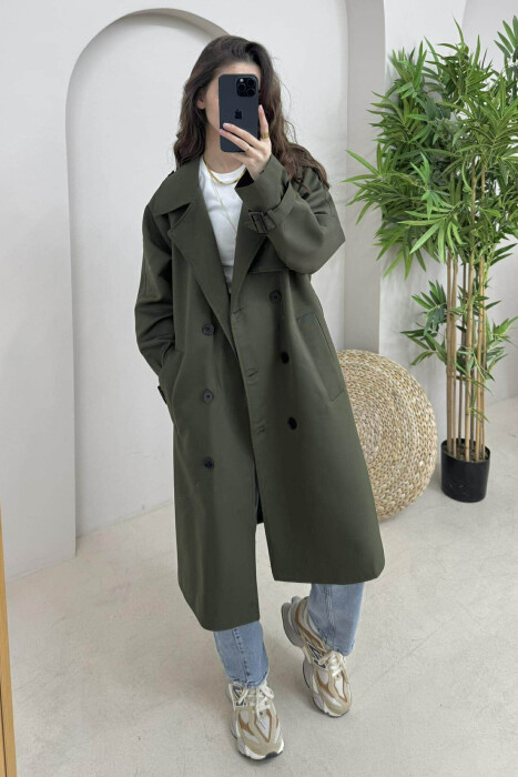ONE COLOR LONG WOMEN JACKET DARK GREEN/JEE - 1