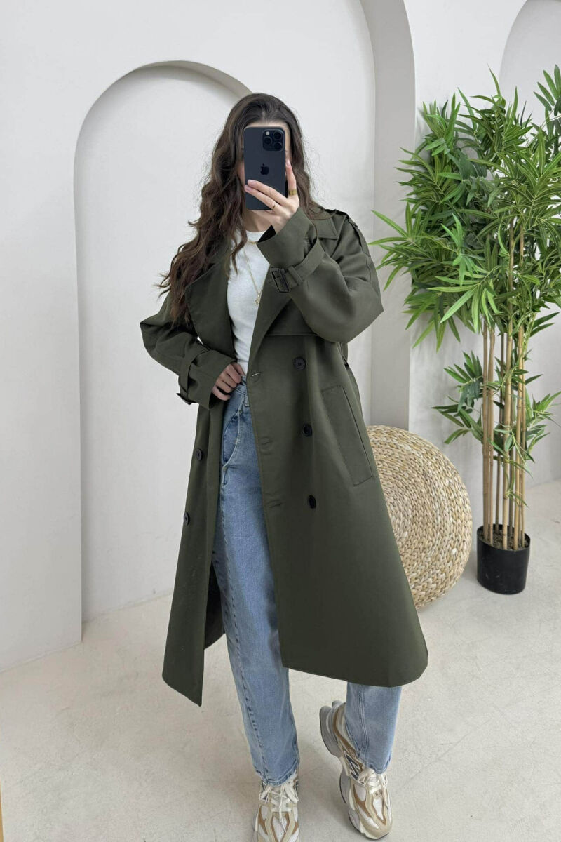 ONE COLOR LONG WOMEN JACKET DARK GREEN/JEE - 2