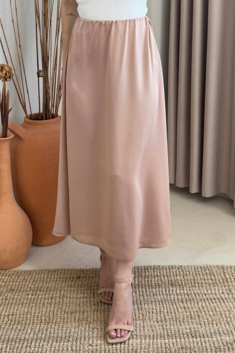 ONE COLOR LONG WOMEN SKIRT BEIGE/BEZHE - 2