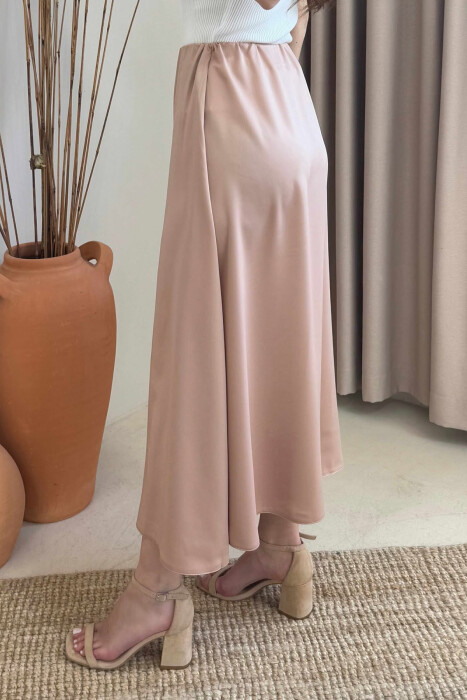 ONE COLOR LONG WOMEN SKIRT BEIGE/BEZHE - 3