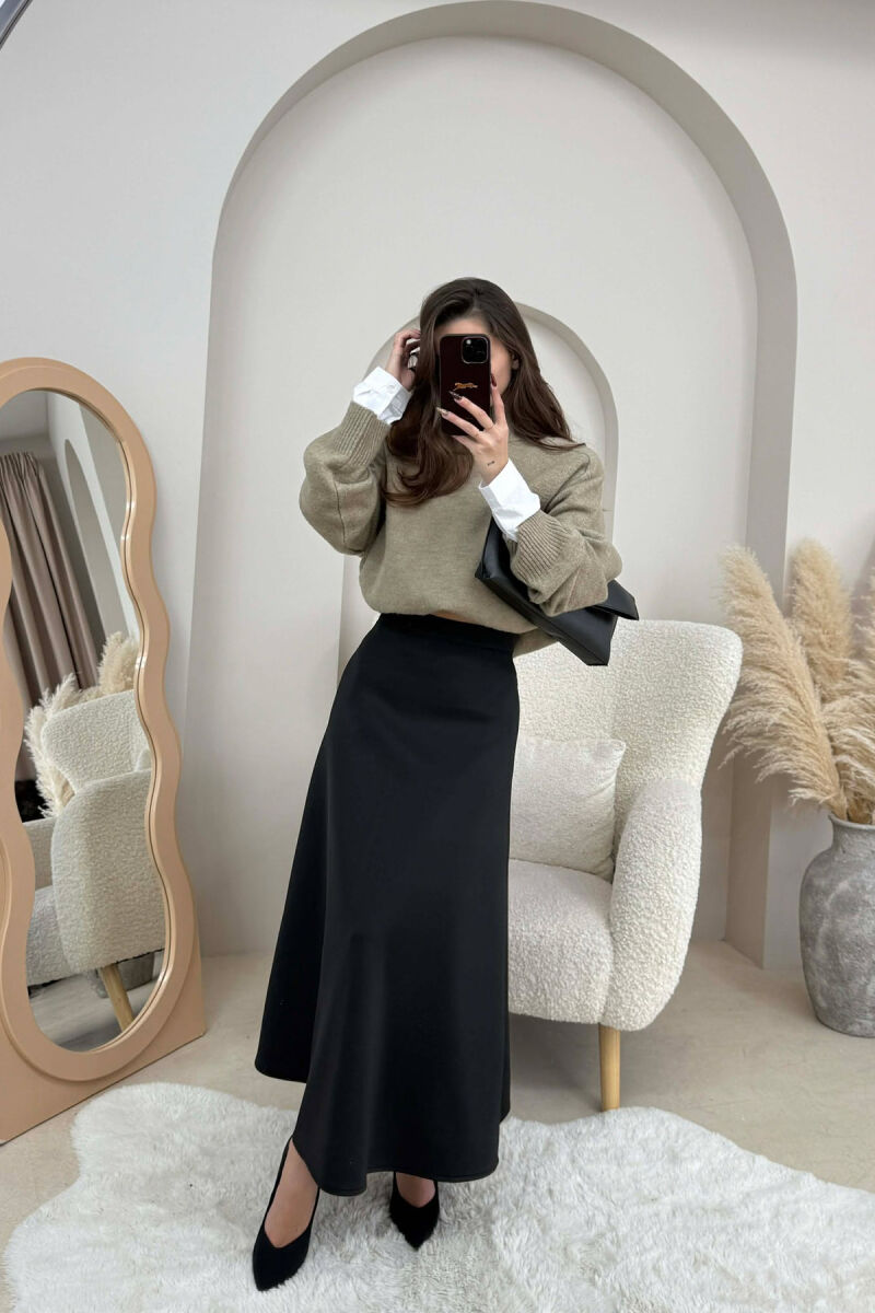 ONE COLOR LONG WOMEN SKIRT BLACK/ E ZEZE - 2