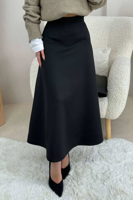 ONE COLOR LONG WOMEN SKIRT BLACK/ E ZEZE - 3