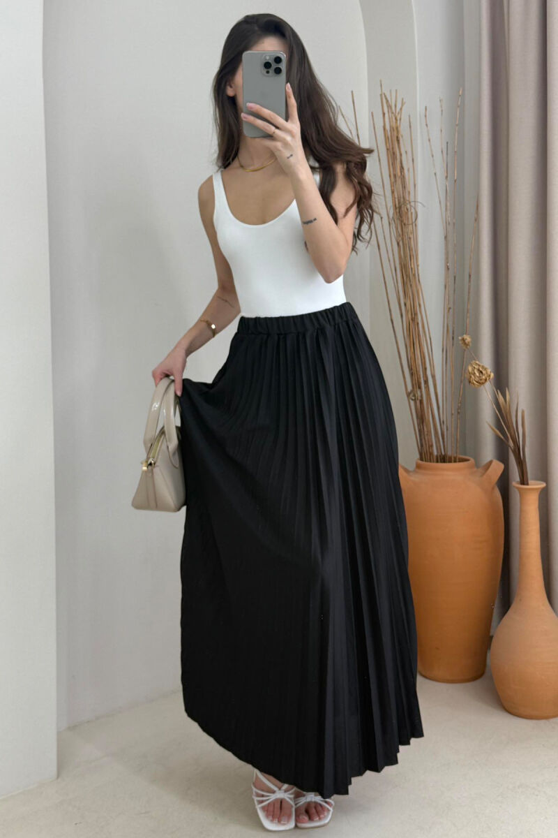 ONE COLOR LONG WOMEN SKIRT BLACK/ E ZEZE - 3
