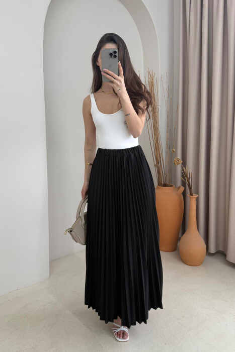 ONE COLOR LONG WOMEN SKIRT BLACK/ E ZEZE 