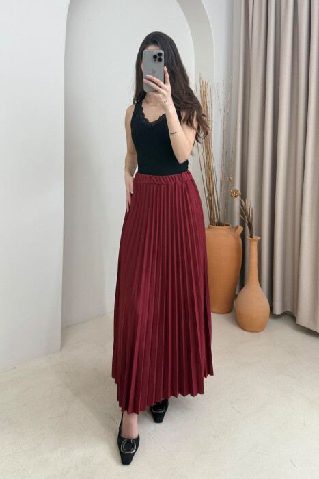 ONE COLOR LONG WOMEN SKIRT BURGUNDY/VISHNJE 