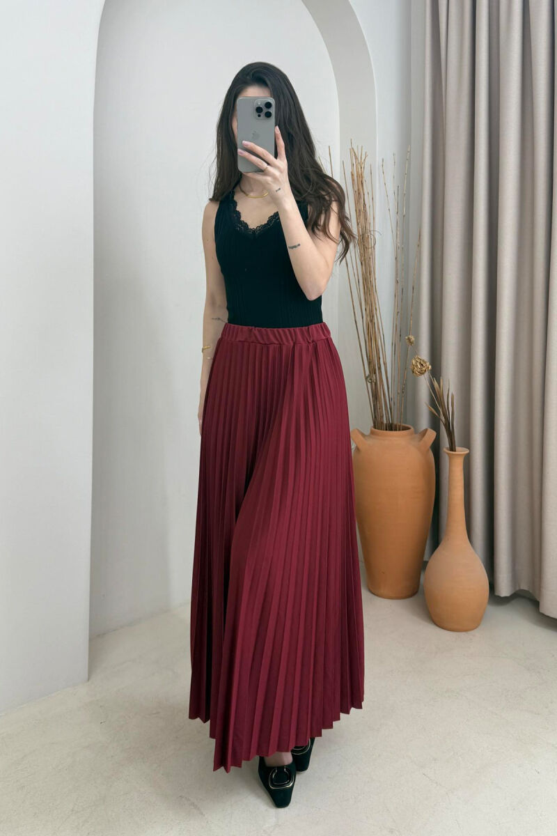 ONE COLOR LONG WOMEN SKIRT BURGUNDY/VISHNJE - 2