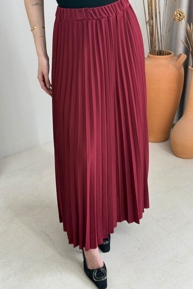 ONE COLOR LONG WOMEN SKIRT BURGUNDY/VISHNJE - 3