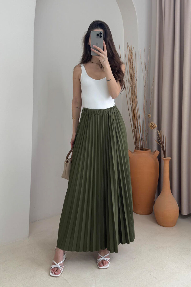 ONE COLOR LONG WOMEN SKIRT GREEN/JESHILE - 1