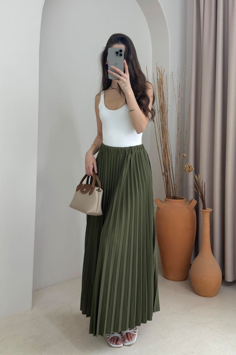 ONE COLOR LONG WOMEN SKIRT GREEN/JESHILE - 2