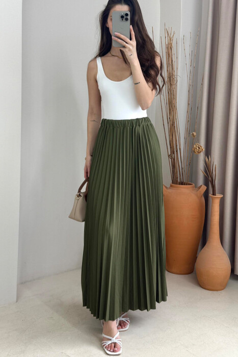 ONE COLOR LONG WOMEN SKIRT GREEN/JESHILE - 4