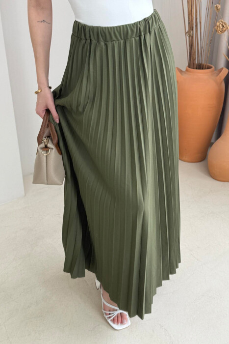 ONE COLOR LONG WOMEN SKIRT GREEN/JESHILE - 5