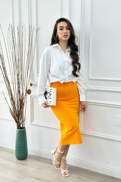 ONE COLOR LONG WOMEN SKIRT ORANGE/PORTOKALLI - 2