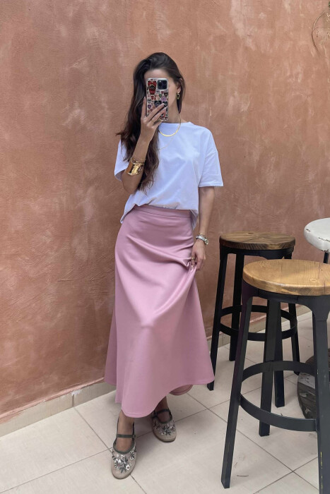 ONE COLOR LONG WOMEN SKIRT POWDER/PUDER 