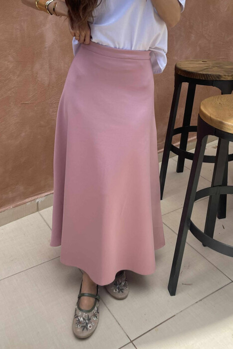 ONE COLOR LONG WOMEN SKIRT POWDER/PUDER - 3