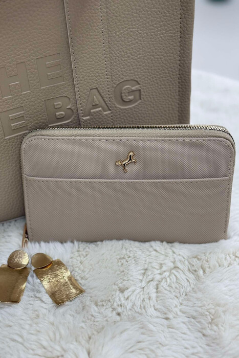 ONE COLOR LONG ZIP WOMEN WALLET BEIGE/BEZHE 