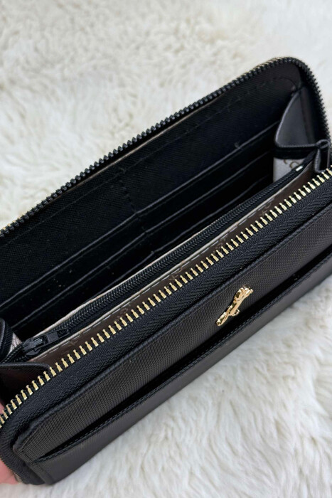 ONE COLOR LONG ZIP WOMEN WALLET BLACK/ E ZEZE - 3