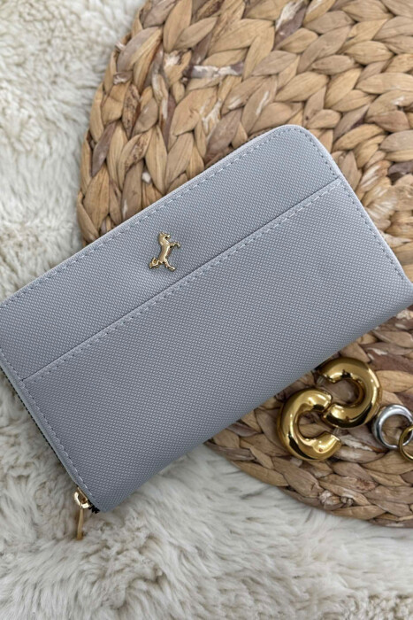 ONE COLOR LONG ZIP WOMEN WALLET LIGHT GREY/GZ 