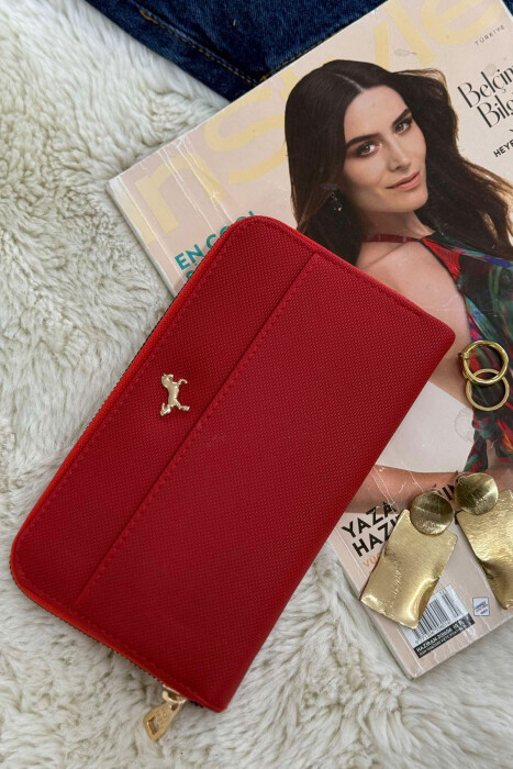 ONE COLOR LONG ZIP WOMEN WALLET RED/E KUQE 