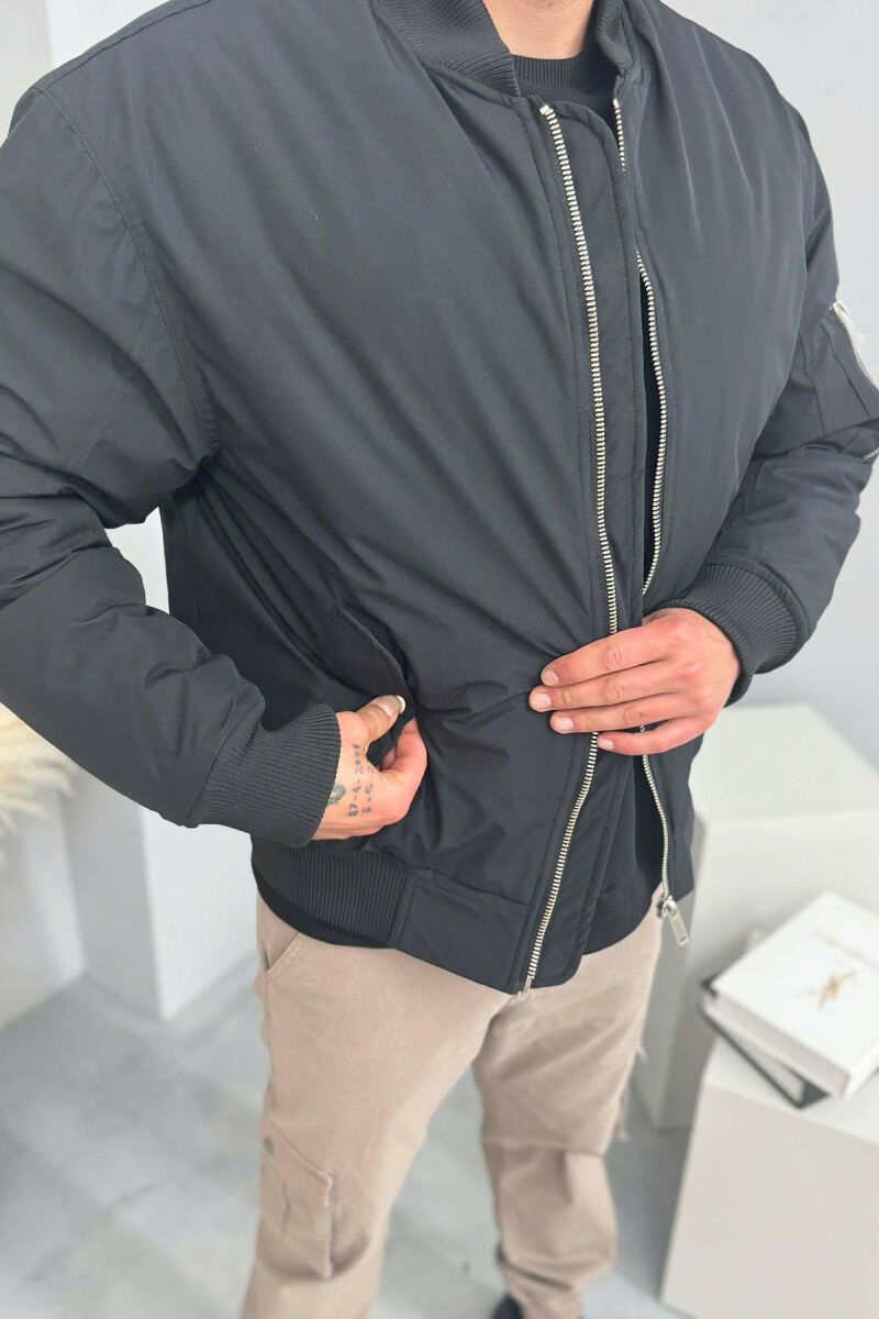 ONE COLOR MEN BOMBER JACKET BLACK/ E ZEZE - 3