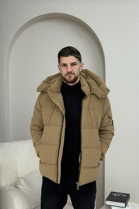 XHUP NJE NGJYRESH ME PUSH PER MESHKUJ NE NGJYRE KAFE - KLAUDIO FASHION