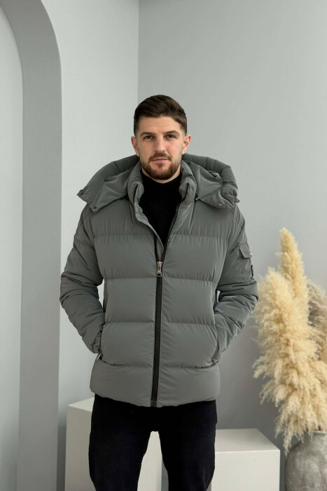 ONE COLOR MEN PUFFER JACKET GREY/GRI - 4