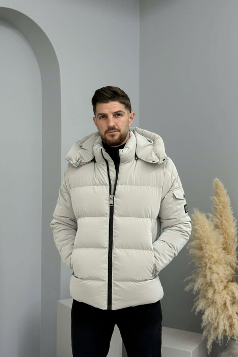 ONE COLOR MEN PUFFER JACKET LIGHT GREY/GZ - 5