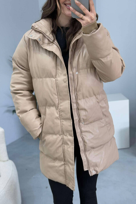 ONE COLOR WOMEN PUFFER JACKET BEIGE/BEZHE - 2