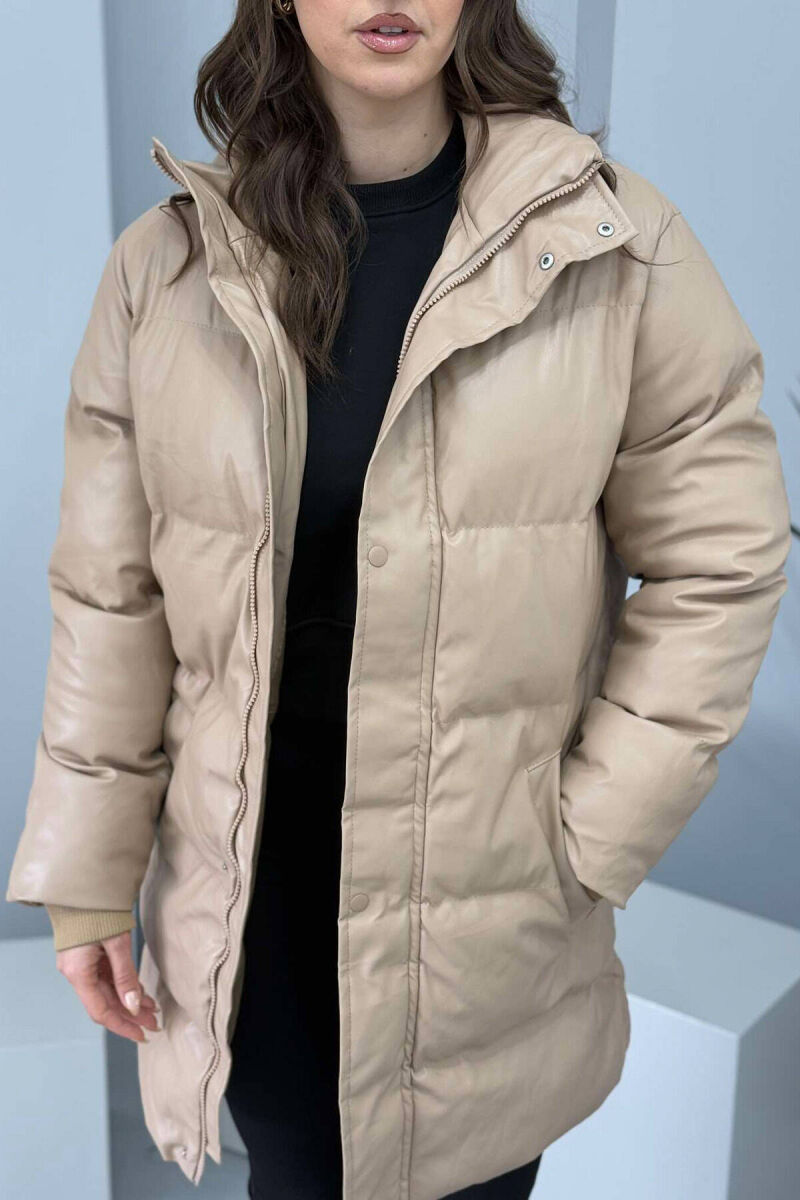 ONE COLOR WOMEN PUFFER JACKET BEIGE/BEZHE - 4