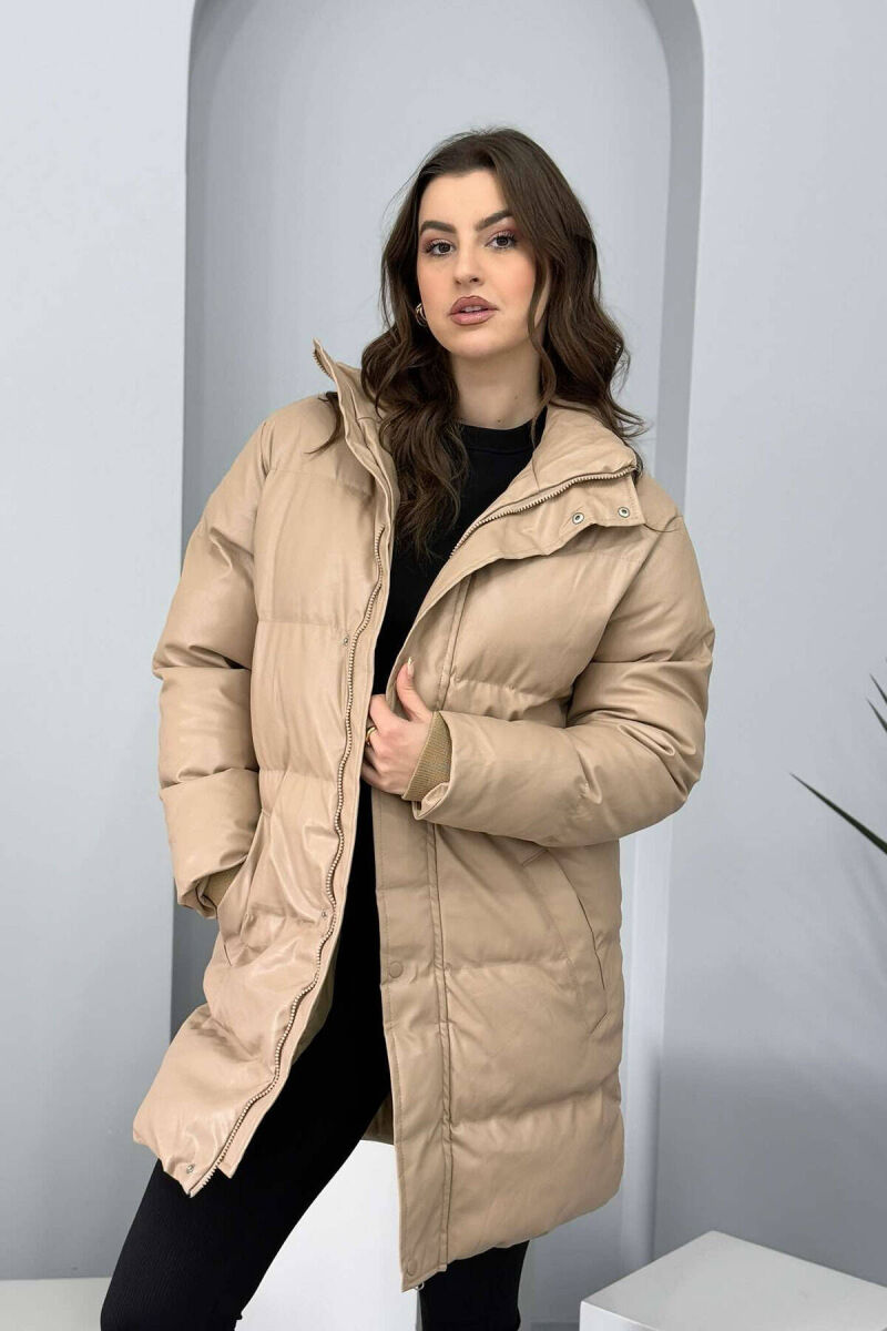ONE COLOR WOMEN PUFFER JACKET BEIGE/BEZHE - 5